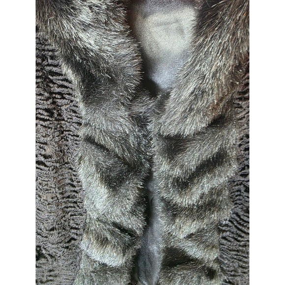 Donna Salyers Fabulous Furs Black Faux Fur Jacket Shawl Collar Coat Womens Large - Picture 5 of 7